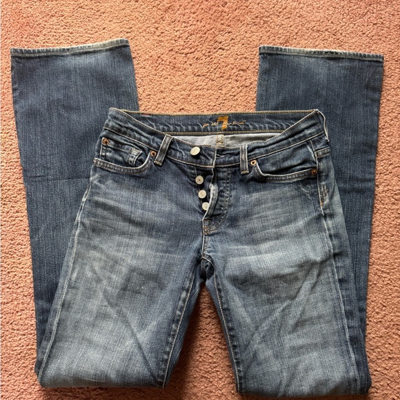 7 for All Mankind Boy Cut Womens Jeans Size 26 blue medium wash button fly - Picture 2 of 2